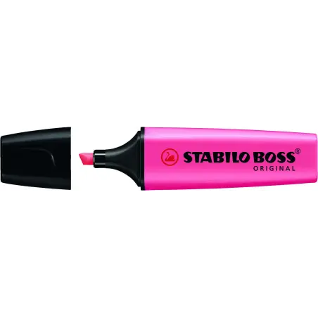 Stabilo Boss 70 Rotulador Marcador Fluorescente - Trazo entre 2 y 5mm - Recargable - Tinta con Base de Agua - Color Rosa Fluores