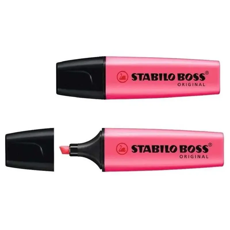 Stabilo Boss 70 Rotulador Marcador Fluorescente - Trazo entre 2 y 5mm - Recargable - Tinta con Base de Agua - Color Rosa Fluores