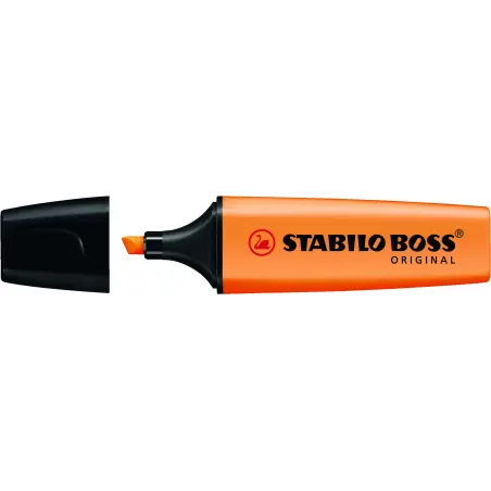 Stabilo Boss 70 Rotulador Marcador Fluorescente - Trazo entre 2 y 5mm - Recargable - Tinta con Base de Agua - Color Naranja Fluo