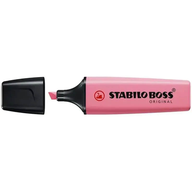 Stabilo Boss 70 Pastel Marcador Fluorescente - Trazo entre 2 y 5mm - Recargable - Tinta con Base de Agua - Color Rosa Cerezo en