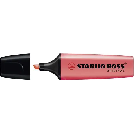 Stabilo Boss 70 Pastel Marcador Fluorescente - Trazo entre 2 y 5mm - Recargable - Tinta con Base de Agua - Color Rojo Coral Melo