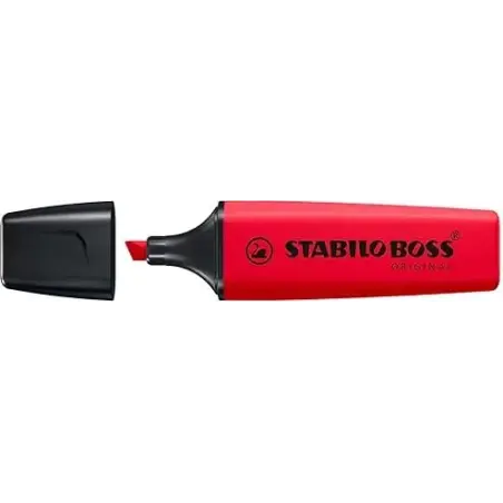 Stabilo Boss 70 Rotulador Marcador Fluorescente - Trazo entre 2 y 5mm - Recargable - Tinta con Base de Agua - Color Rojo Real |