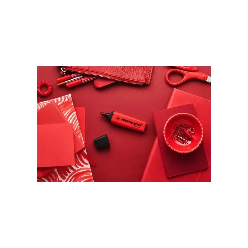 Stabilo Boss 70 Rotulador Marcador Fluorescente - Trazo entre 2 y 5mm - Recargable - Tinta con Base de Agua - Color Rojo Real |