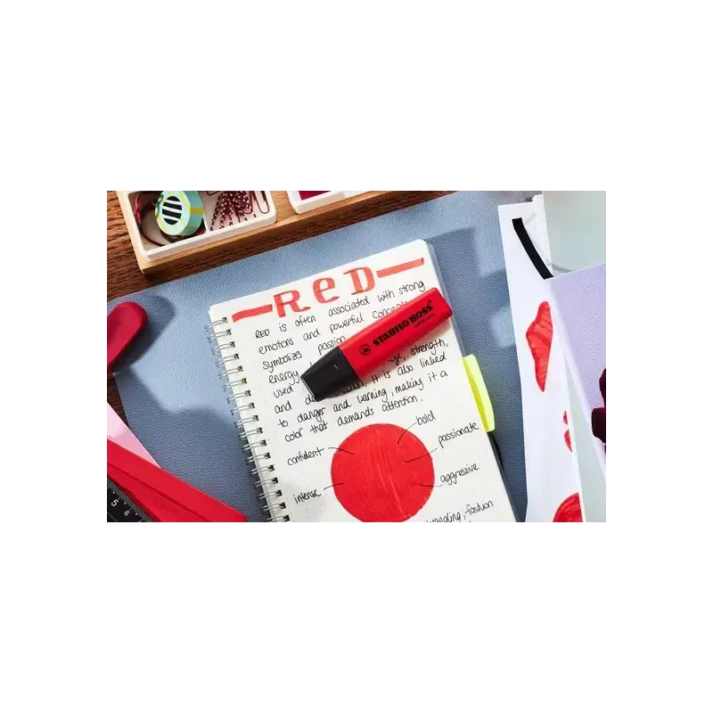 Stabilo Boss 70 Rotulador Marcador Fluorescente - Trazo entre 2 y 5mm - Recargable - Tinta con Base de Agua - Color Rojo Real |