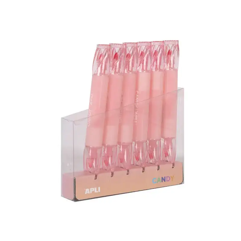 Apli Caramelo Marcador Doble Punta 5mm Plana y 2mm Redonda - Ideal para Agendas, Libretas y Calendarios - Color Rosa | Ahorro Im