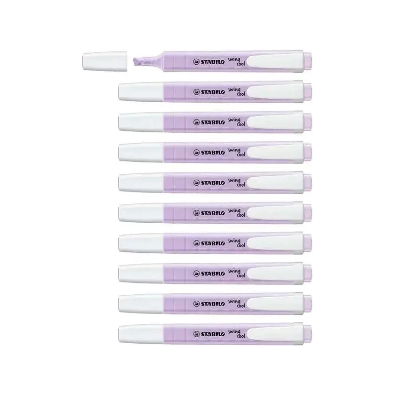 Stabilo Swing Cool Pastel Marcador Fluorescente - Cuerpo Plano - Punta Biselada - Trazo entre 1 y 4mm - Tinta con Base de Agua -