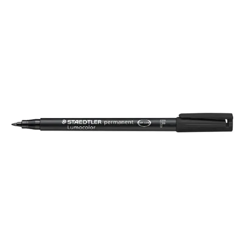 Staedtler Lumocolor 318 Rotulador Permanente - Punta Fina Redonda - Trazo 0.6mm - Capuchon con Clip - Secado Rapido - Color Negr