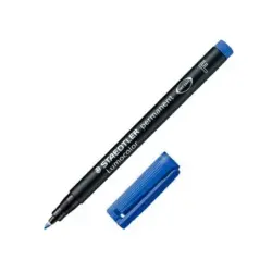 Staedtler Lumocolor 318 Rotulador Permanente - Punta Fina Redonda - Trazo 0.6mm - Capuchon con Clip - Secado Rapido - Color Azul