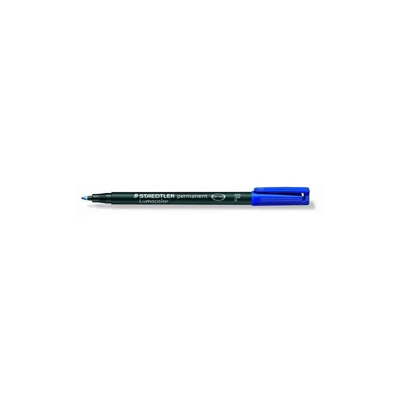 Staedtler Lumocolor 318 Rotulador Permanente - Punta Fina Redonda - Trazo 0.6mm - Capuchon con Clip - Secado Rapido - Color Azul