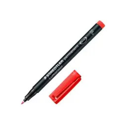 Staedtler Lumocolor 318 Rotulador Permanente - Punta Fina Redonda - Trazo 0.6mm - Capuchon con Clip - Secado Rapido - Color Rojo
