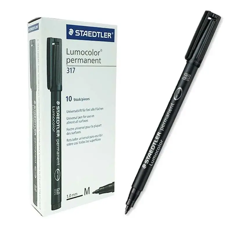 Staedtler Lumocolor 317 Rotulador Permanente - Punta Media Redonda - Trazo 1mm Aprox - Capuchon con Clip - Secado Rapido - Color