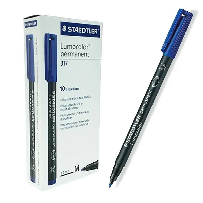 Staedtler Lumocolor 317 Rotulador Permanente - Punta Media Redonda - Trazo 1mm Aprox - Capuchon con Clip - Secado Rapido - Color