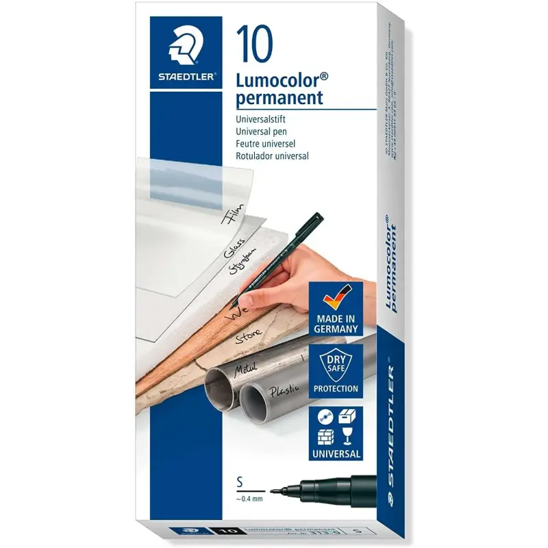 Staedtler Lumocolor Permanent 313 Rotulador Permanente de Punta Fina - Trazo 0.4mm - Secado Rapido - Color Negro | Ahorro Imprim