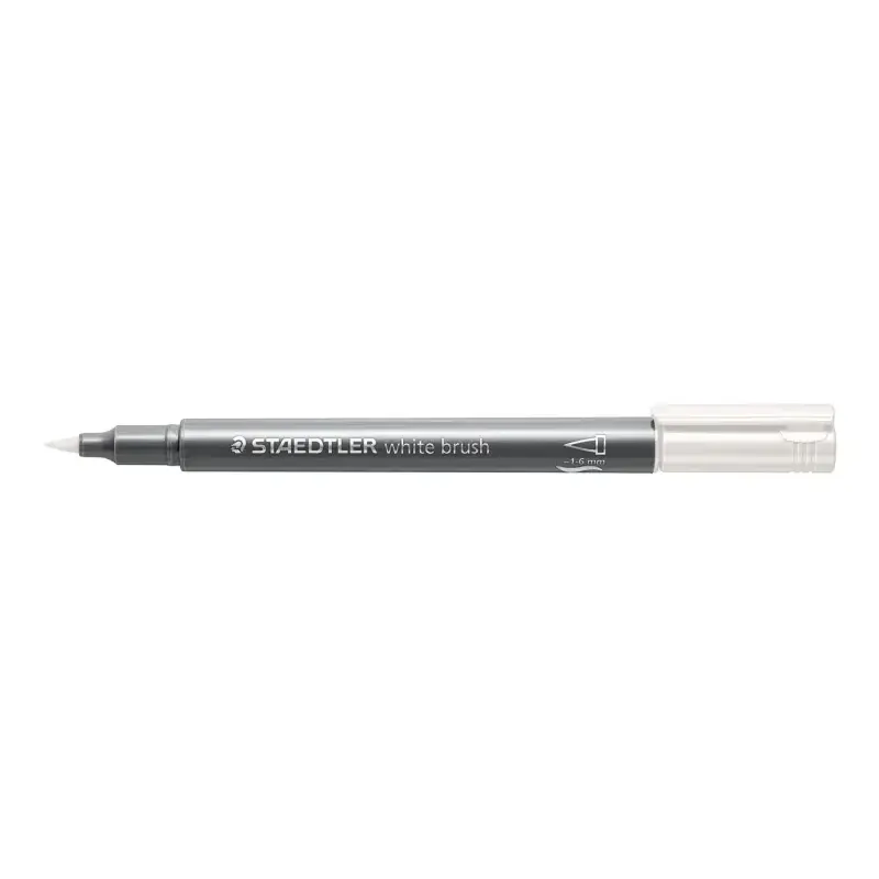 Staedtler Metallic Brush Rotulador Punta Pincel - Trazo 1 - 6mm Aprox - Tinta Base de Agua - Color Blanco | Ahorro Imprimiendo