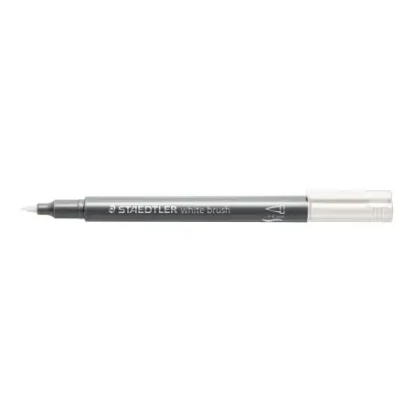 Staedtler Metallic Brush Rotulador Punta Pincel - Trazo 1 - 6mm Aprox - Tinta Base de Agua - Color Blanco | Ahorro Imprimiendo
