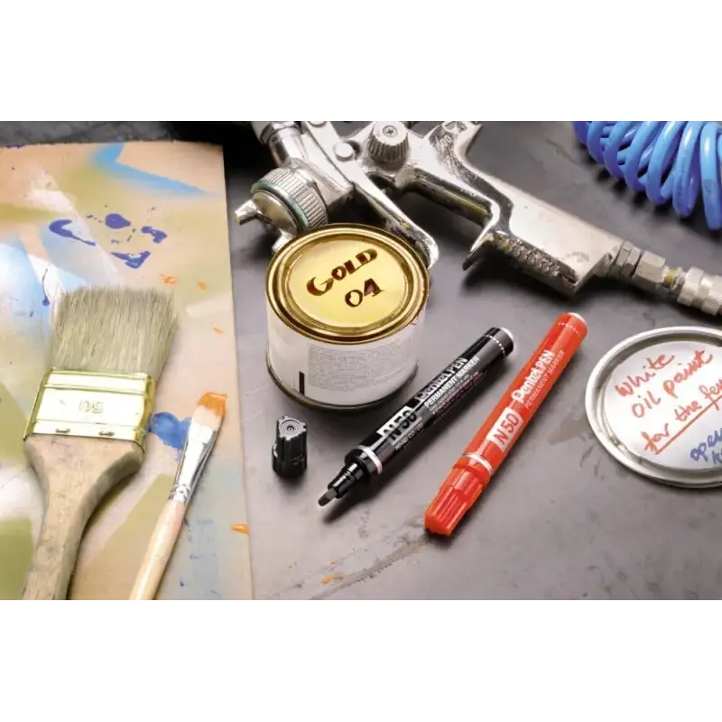 Pentel Pen N50 Rotulador Permanente - Punta de 4.3mm - Resistente a Agua y Luz - Color Rojo | Ahorro Imprimiendo