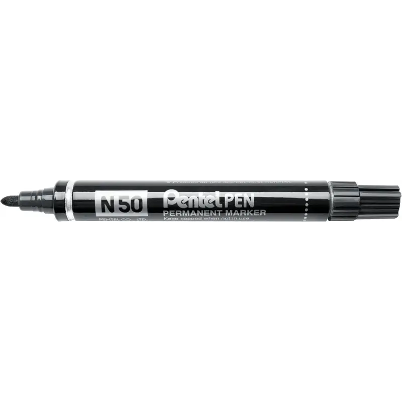 Pentel Pen N50 Rotulador Permanente - Punta de 4.3mm - Resistente a Agua y Luz - Color Negro | Ahorro Imprimiendo