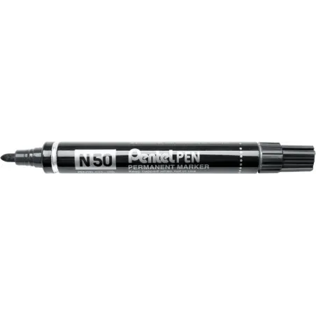Pentel Pen N50 Rotulador Permanente - Punta de 4.3mm - Resistente a Agua y Luz - Color Negro | Ahorro Imprimiendo