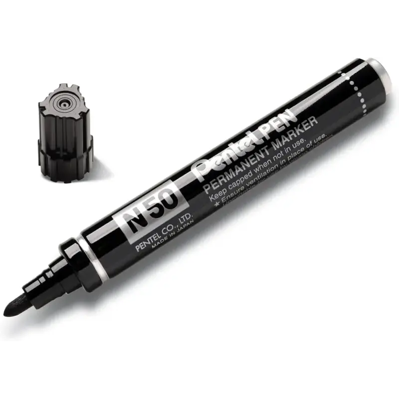 Pentel Pen N50 Rotulador Permanente - Punta de 4.3mm - Resistente a Agua y Luz - Color Negro | Ahorro Imprimiendo
