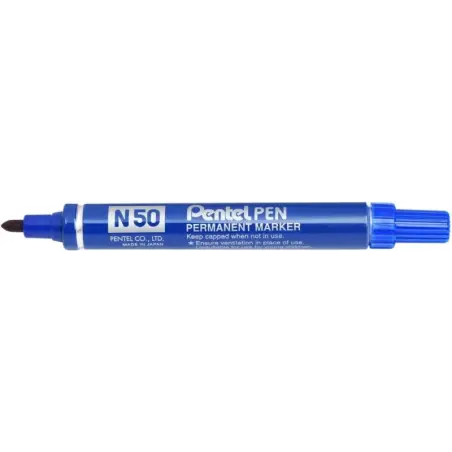 Pentel Pen N50 Rotulador Permanente - Punta de 4.3mm - Resistente a Agua y Luz - Color Azul | Ahorro Imprimiendo