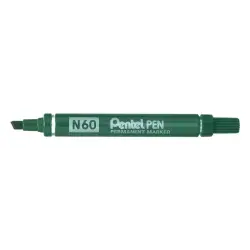 Pentel Pen N60 Rotulador Permanente - Punta Biselada Resistente y Duradera - Resistente a Agua y Luz - Color Verde | Ahorro Impr