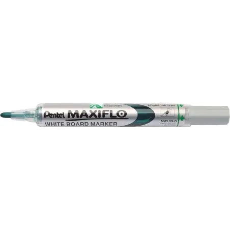 Pentel Maxiflo Rotulador para Pizarra Blanca - Punta de Bala - Ancho de Linea 2mm - Regulacion del Flujo de Tinta - 50% de Mater