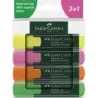 Faber-Castell Textliner 48 Pack de 4 Marcadores Fluorescentes - Punta Biselada - Trazo entre 1.2mm y 5mm - Tinta con Base de Agu