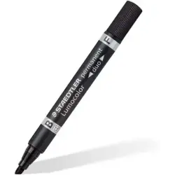 Staedtler Lumocolor 348 Rotulador Permanente de Doble Punta F de 0,6mm y M Biselada de 1,5-4mm - Secado Rapido - Color Negro | A
