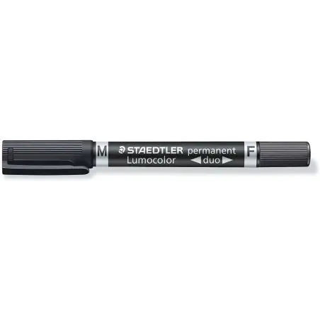 Staedtler Lumocolor 348 Rotulador Permanente de Doble Punta M y F - Secado Rapido - Color Negro | Ahorro Imprimiendo