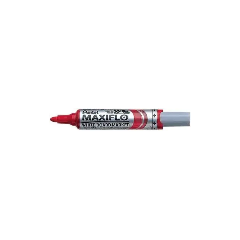 Pentel Maxiflo Rotulador para Pizarra Blanca - Regulacion del Flujo de Tinta - Punta Redonda - Ancho de Linea 2,5mm - 50% de Mat