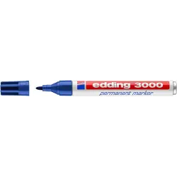 Edding 3000 Rotulador Permanente - Punta Redonda de 1.5mm - Trazo entre 1.5 y 3mm - Recargable - Secado Rapido - Color Azul | Ah