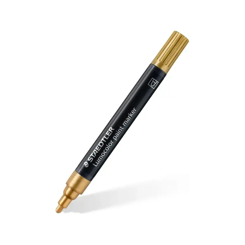 Staedtler Lumocolor 349 Marcador Acrilico Permanente - Trazo 2.4 mm Aprox - Tinta Base de Agua - Color Oro | Ahorro Imprimiendo