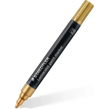 Staedtler Lumocolor 349 Marcador Acrilico Permanente - Trazo 2.4 mm Aprox - Tinta Base de Agua - Color Oro | Ahorro Imprimiendo