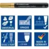 Staedtler Lumocolor 349 Marcador Acrilico Permanente - Trazo 2.4 mm Aprox - Tinta Base de Agua - Color Oro | Ahorro Imprimiendo