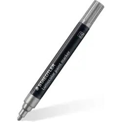 Staedtler Lumocolor 349 Marcador Acrilico Permanente - Trazo 2.4 mm Aprox - Tinta Base de Agua - Color Plata | Ahorro Imprimiend