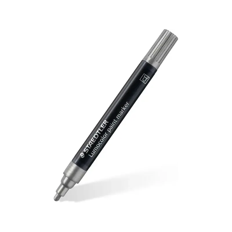 Staedtler Lumocolor 349 Marcador Acrilico Permanente - Trazo 2.4 mm Aprox - Tinta Base de Agua - Color Plata | Ahorro Imprimiend
