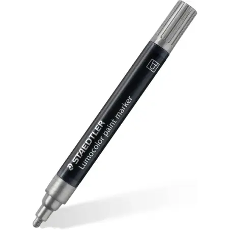 Staedtler Lumocolor 349 Marcador Acrilico Permanente - Trazo 2.4 mm Aprox - Tinta Base de Agua - Color Plata | Ahorro Imprimiend