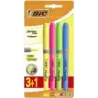 Bic Highlighter Grip Pack de 4 Marcadores Fluorescentes - Tinta con Base de Agua - Punta Biselada - Trazo entre 1.60 y 3.30mm -