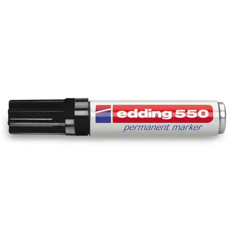Edding 550 Rotulador Permanente - Punta Redonda - Trazo entre 3 y 4 mm. - Recargable - Secado Rapido - Color Negro | Ahorro Impr