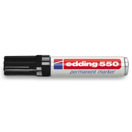 Edding 550 Rotulador Permanente - Punta Redonda - Trazo entre 3 y 4 mm. - Recargable - Secado Rapido - Color Negro | Ahorro Impr