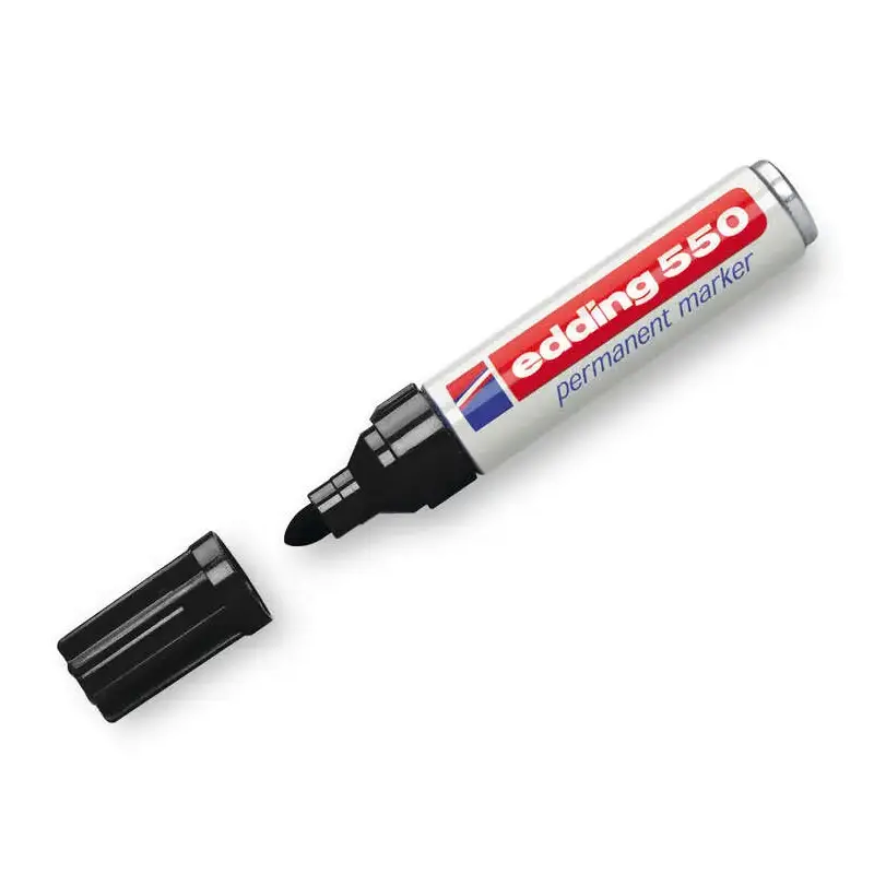 Edding 550 Rotulador Permanente - Punta Redonda - Trazo entre 3 y 4 mm. - Recargable - Secado Rapido - Color Negro | Ahorro Impr