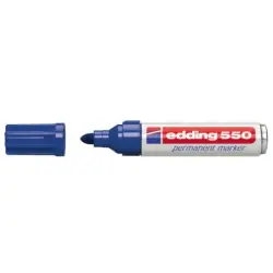 Edding 550 Rotulador Permanente - Punta Redonda - Trazo entre 3 y 4 mm. - Recargable - Secado Rapido - Color Azul | Ahorro Impri