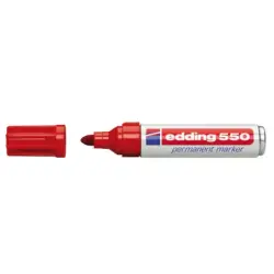 Edding 550 Rotulador Permanente - Punta Redonda - Trazo entre 3 y 4 mm. - Recargable - Secado Rapido - Color Rojo | Ahorro Impri