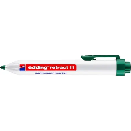 Edding Retract 11 Rotulador Permanente Retractil - Punta Redonda - Trazo entre 1.5 y 3mm - Recargable - Secado Rapido - Color Ve