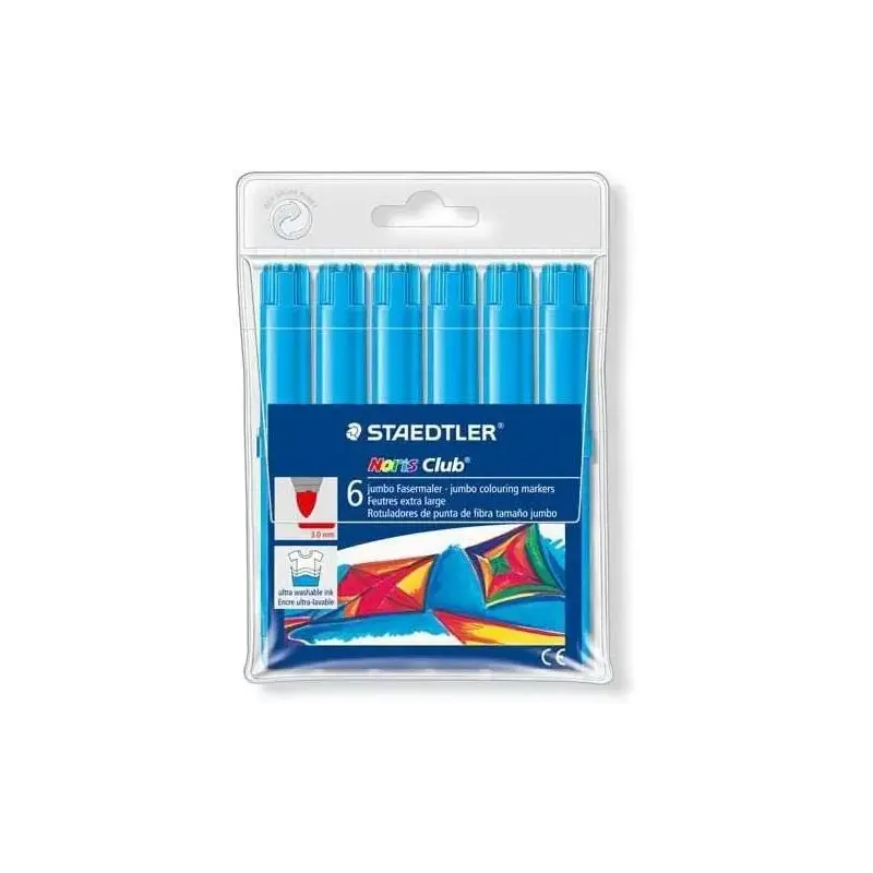 Staedtler Noris Watercolour 340 Pack de 6 Rotuladores de Gran Tamaño - Trazo 3mm Aprox - Lavable Facilmente - Tinta Base de Agua