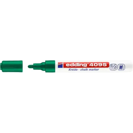 Edding 4095 Rotulador de Tiza Liquida - Punta Redonda - Trazo entre 2 y 3mm - Olor Neutro - Color Verde | Ahorro Imprimiendo