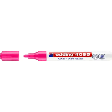 Edding 4095 Rotulador de Tiza Liquida - Punta Redonda - Trazo entre 2 y 3mm - Olor Neutro - Color Rosa Neon | Ahorro Imprimiendo