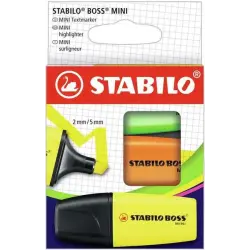 Stabilo Boss Mini Pack de 3 Marcadores Mini Fluorescentes - Trazo entre 2 y 5mm - Tinta con Base de Agua - Antisecado - Colores