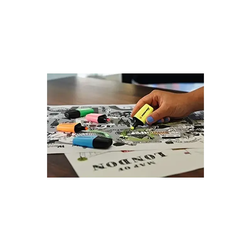 Stabilo Boss Mini Pack de 3 Marcadores Mini Fluorescentes - Trazo entre 2 y 5mm - Tinta con Base de Agua - Antisecado - Colores