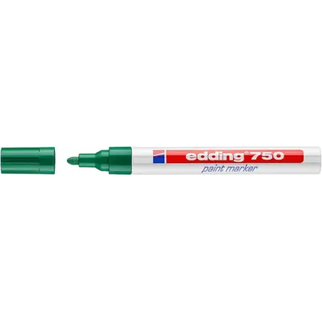 Edding 750 Rotulador Permanente - Punta Redonda - Trazo entre 2 y 4 mm. - Tinta Opaca - Secado Rapido - Color Verde | Ahorro Imp